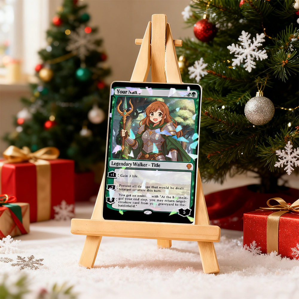 Custom MTG Style Walker Card Personalized Magic Style Christmas Gift Funny Cartoon Christmas Gift for Him or Her - MyFaceSocksAU