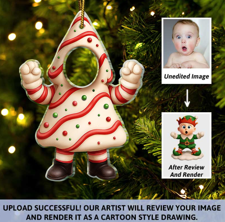 Custom Photo 3D Effect Face Art Funny Baby Kid - Personalized Custom Shaped Acrylic Ornament - MyFaceSocksAU