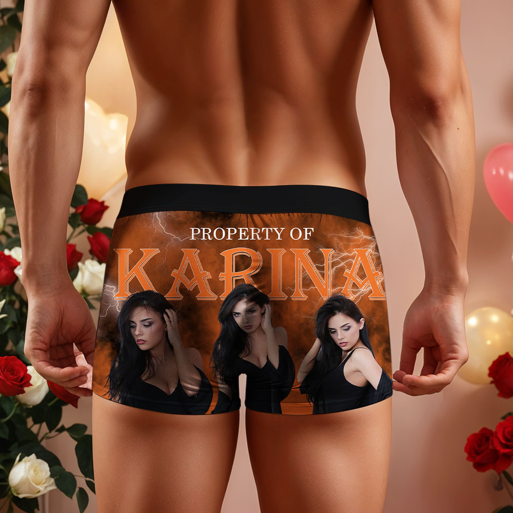 Custom Mens Vintage Photo Boxer Personalized Belt Color Face Boxers Valentines Day Underwear - MyFaceSocksAU