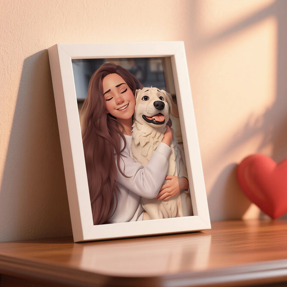 Custom Cartoon Photo Wooden Frame Decorations Romantic Decor Plaque Gifts for Family - MyFaceSocksAU