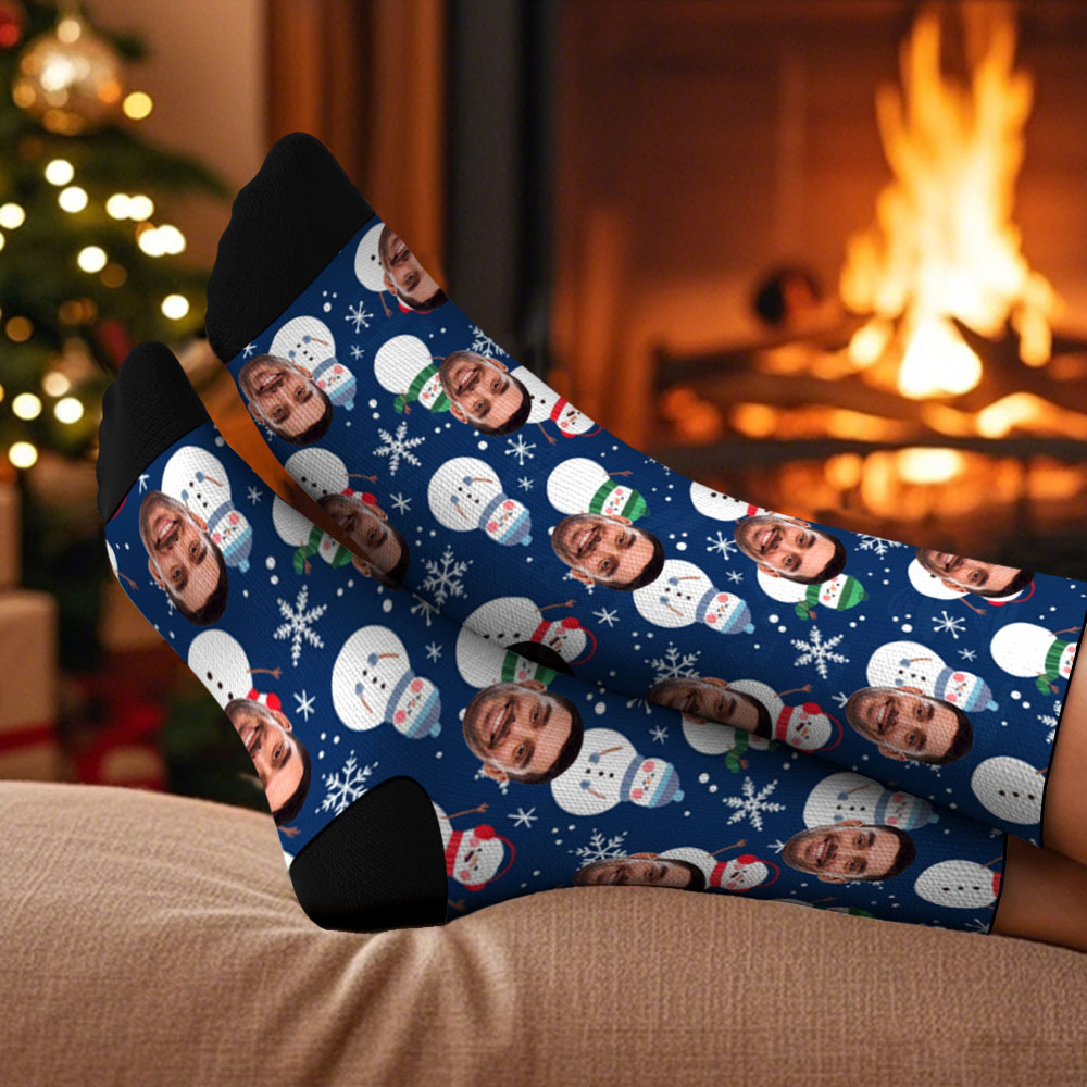 Custom Christmas Socks Personalized Face Socks DIY Socks Background Face Socks Gift For Family Couple - MyFaceSocksAU