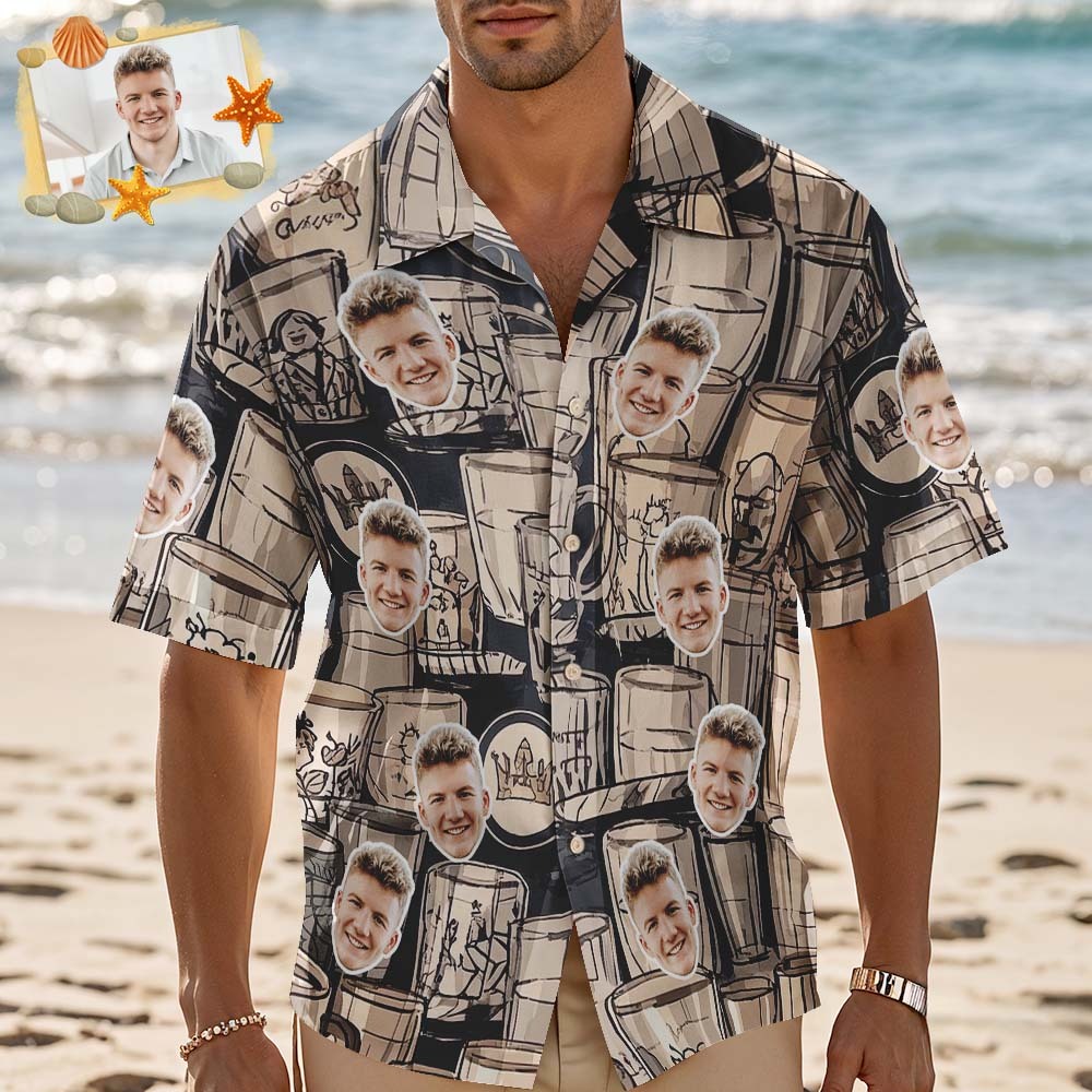 Custom Hawaiian Shirts Personalized Tropical Blue Cute Little Dinosaur Hawaiian Shirts Beach Vacation Gifts - MyFaceSocksAU