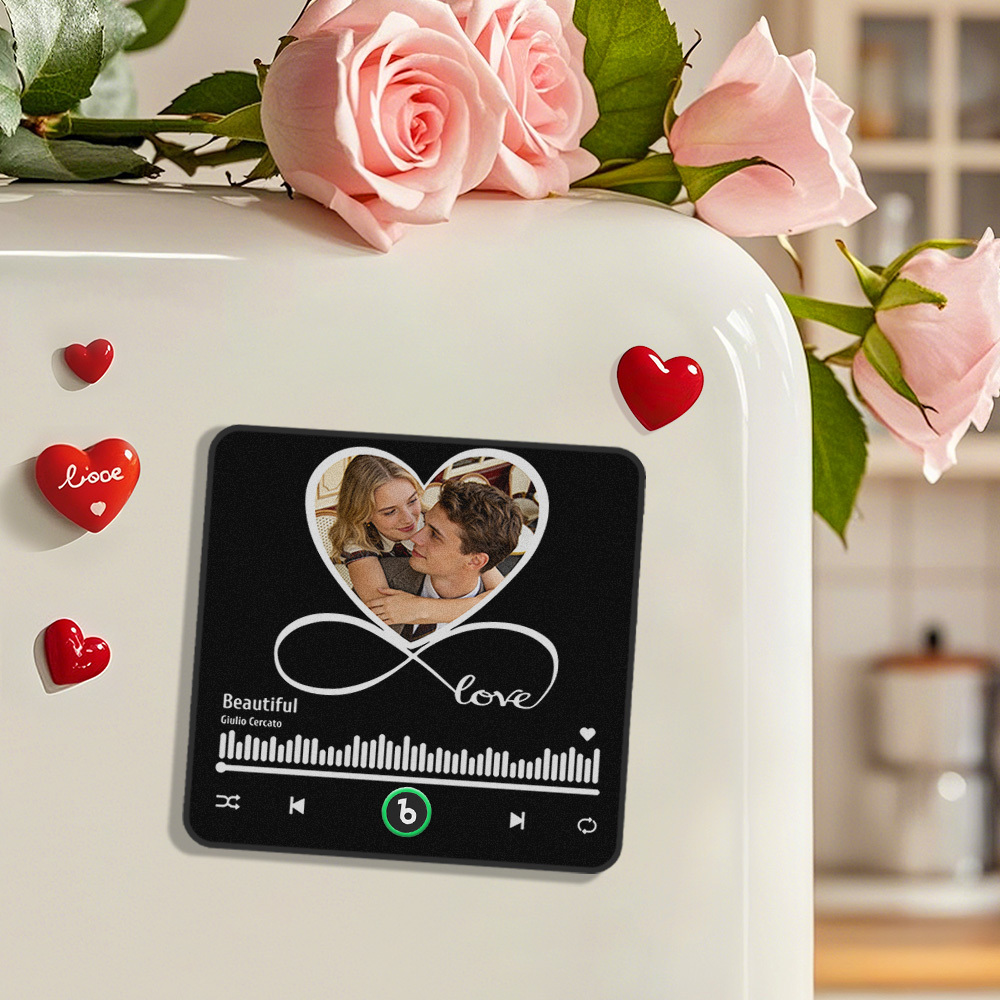 Custom Music Fridge Magnet Love & Infinity Music Album Fridge Magnet Photo Music Wall Photo Music Movement That Can Be Played Valentine's Day Gifts Gift Idea - MyFaceSocksAU