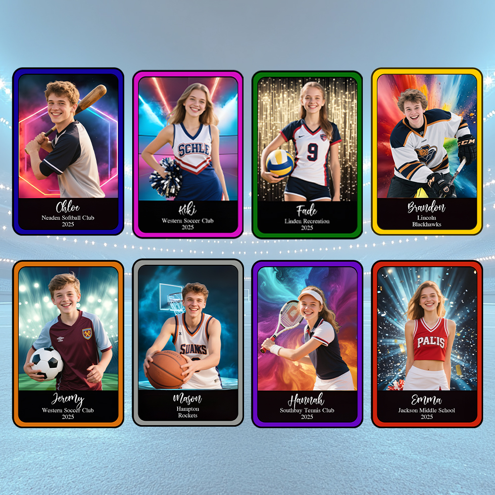 Personalized Sports Themed Game Card Custom Photo Card with Colorful Background Options Gift for Athletes And Sports Fans - MyFaceSocksAU