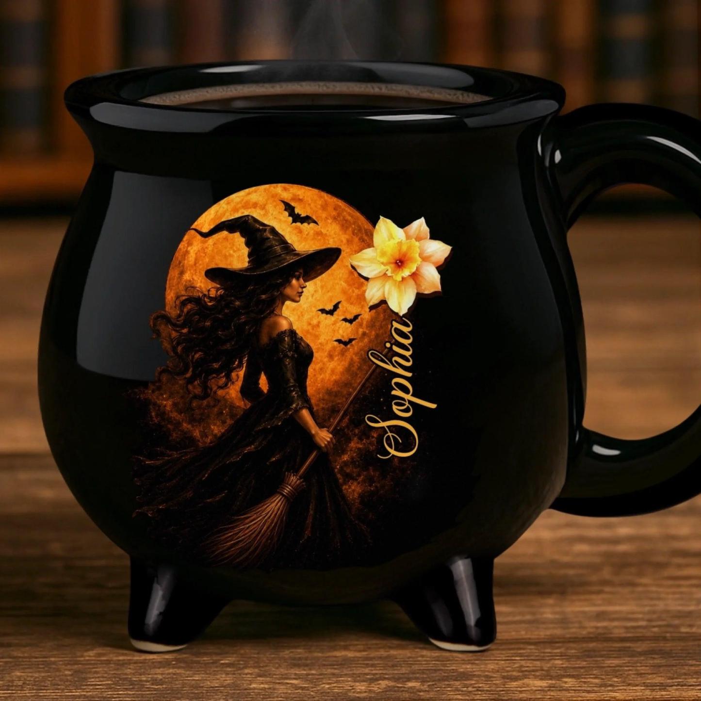 Halloween Cauldron Mug 12oz – Personalized Witch-Themed Coffee Cup for Gifts, Spooky Season Decor & Cozy Evenings - MyFaceSocksAU