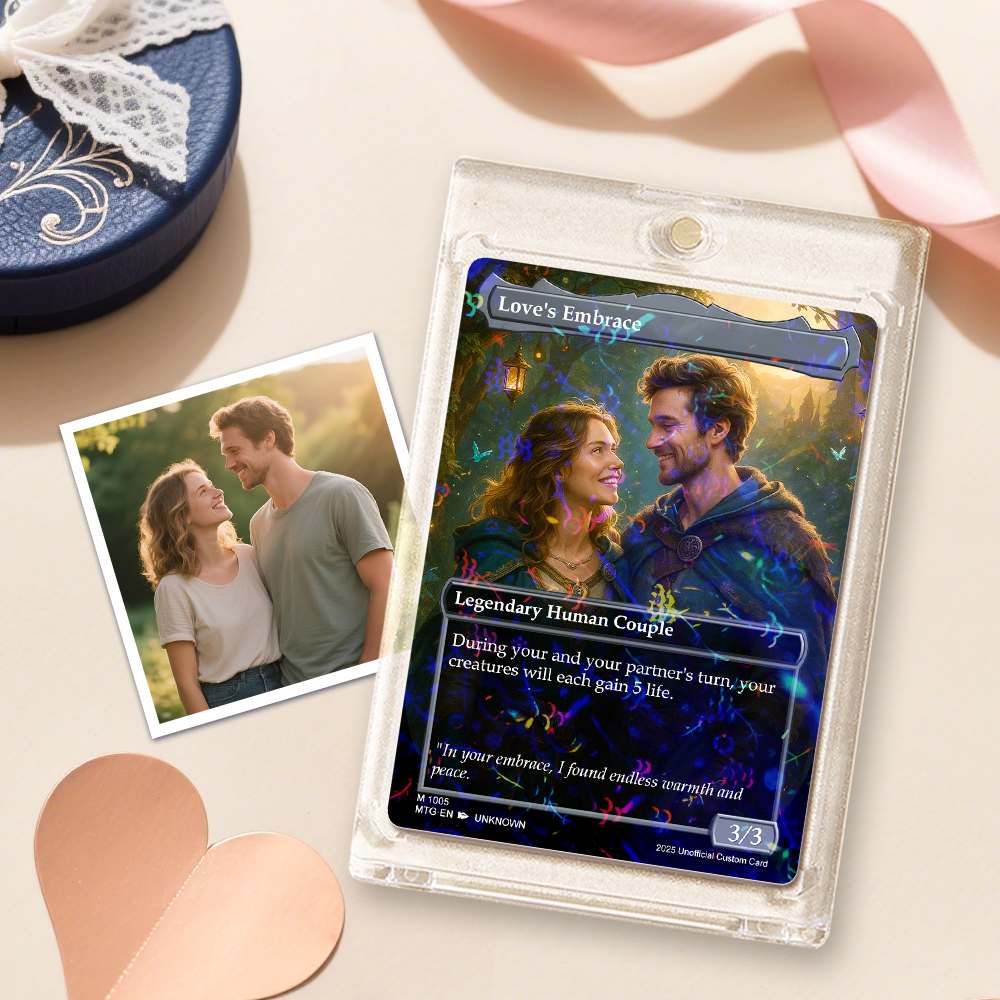 Custom Valentine Couple Card Personalized Cartoon Acrylic Card Gift With Optional Film Styles - MyFaceSocksAU