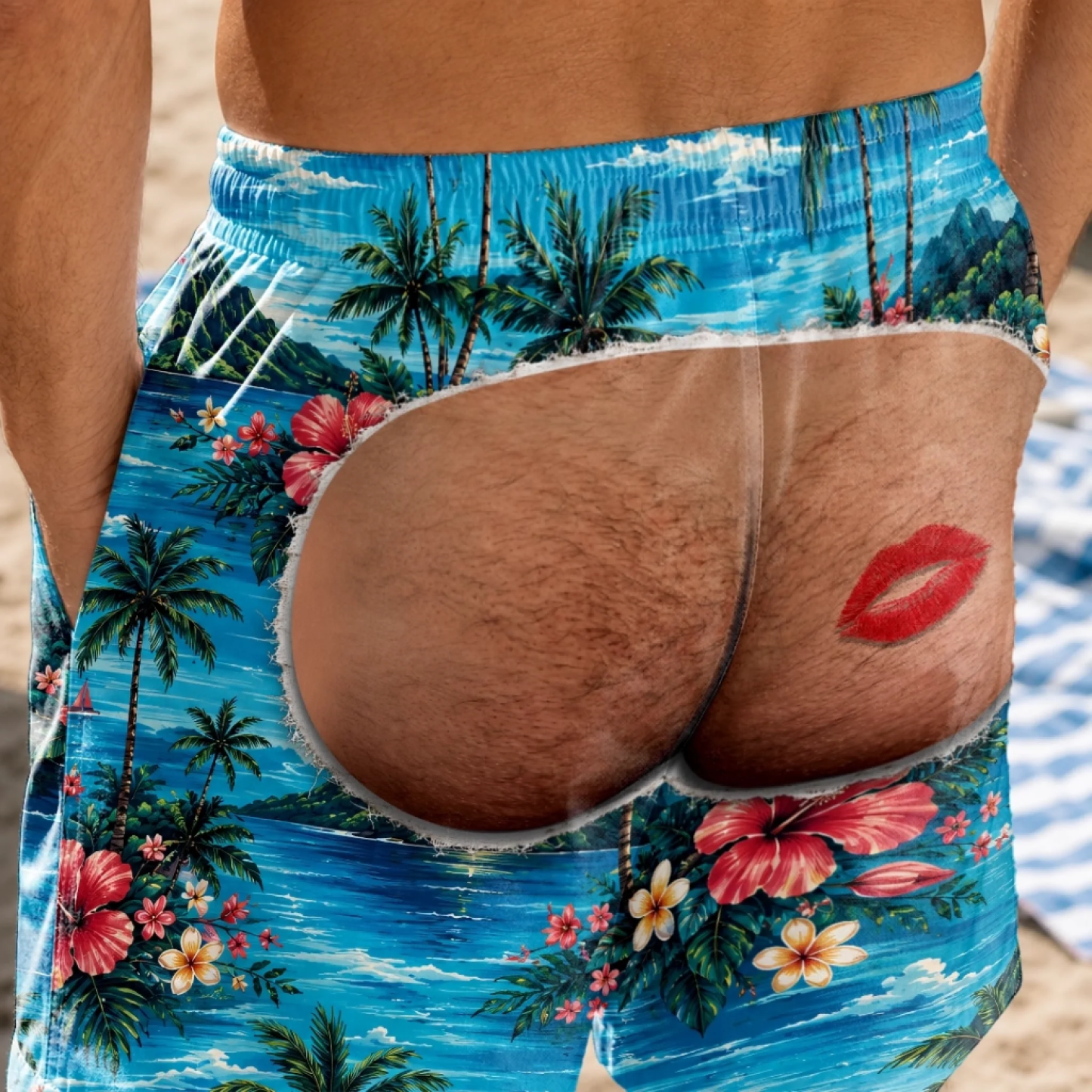 Custom Funny Men Swim Trunks - Personalized Birthday Gifts For Husband, Son, Grandson, Brother, Grandpa, Dad, Yourself - Rear View Approved - MyFaceSocksAU