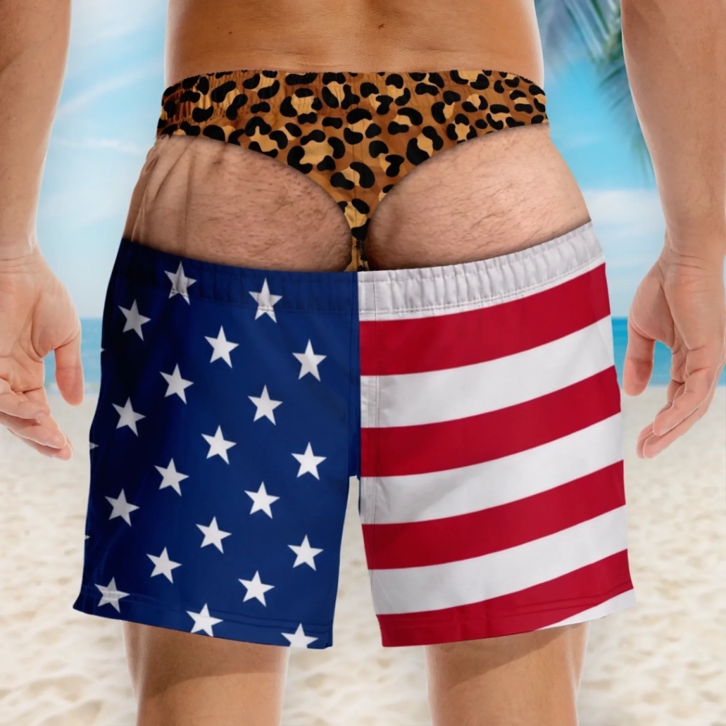 Custom Funny Men Swim Trunks Novelty Optical Illusion Swim Shorts Funny Novelty Party Board Shorts Gift for Husband Boyfriend - MyFaceSocksAU