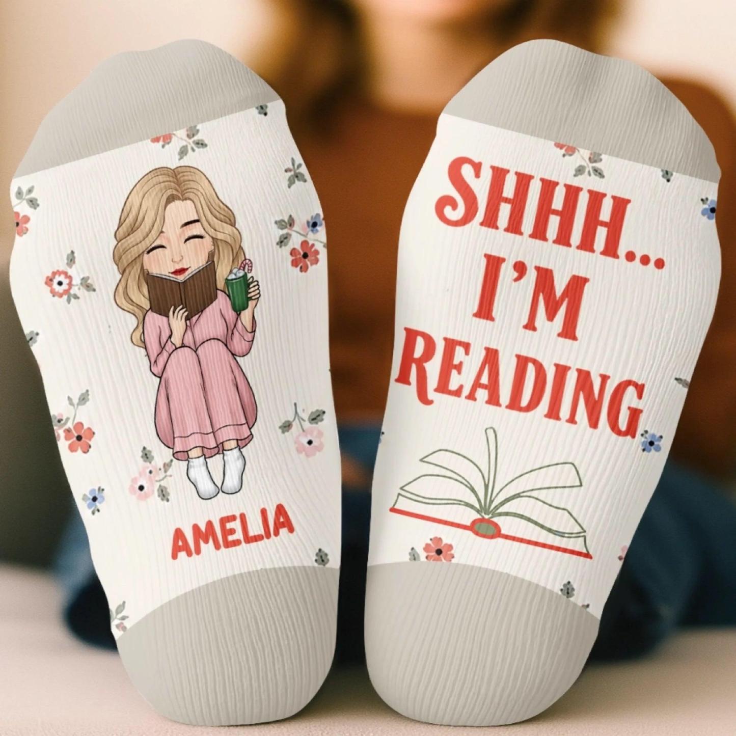 Custom Crew Socks - Personalized Bookish Gifts For Book Lovers, Bookworms, Readers - So Many Books, So Little Time - MyFaceSocksAU