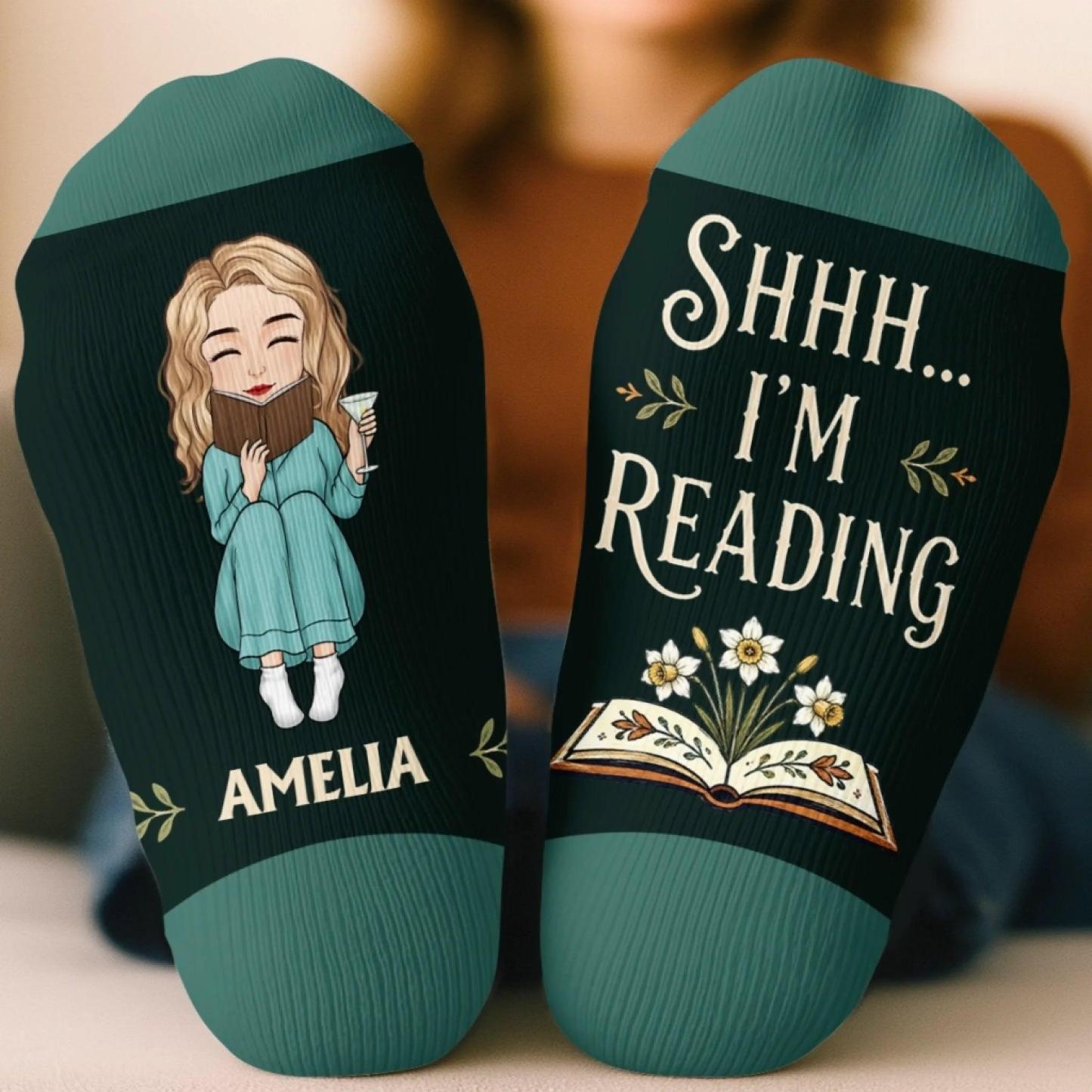 Custom Crew Socks - Personalized Bookish Gifts For Book Lovers, Bookworms, Readers - A Day Well Read - MyFaceSocksAU