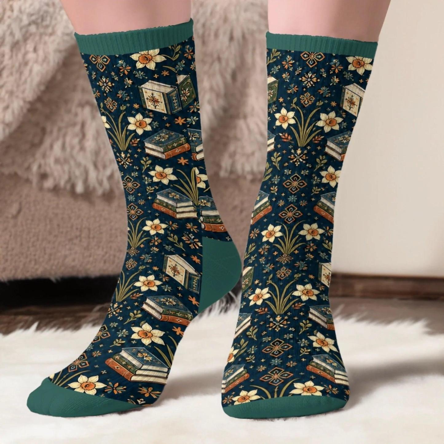 Custom Crew Socks - Personalized Bookish Gifts For Book Lovers, Bookworms, Readers - A Day Well Read - MyFaceSocksAU