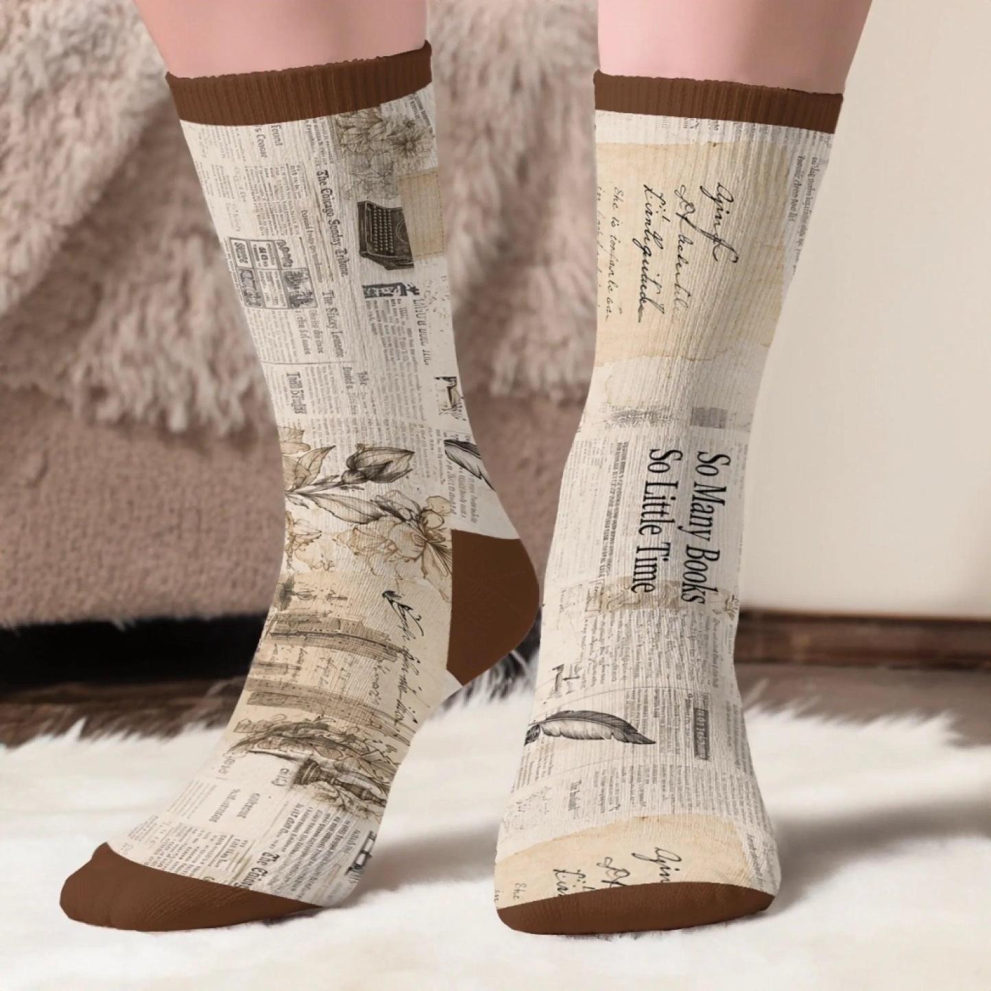 Custom Crew Socks - Personalized Bookish Gifts For Book Lovers, Bookworms, Readers - Do Not Disturb I Am Reading - MyFaceSocksAU