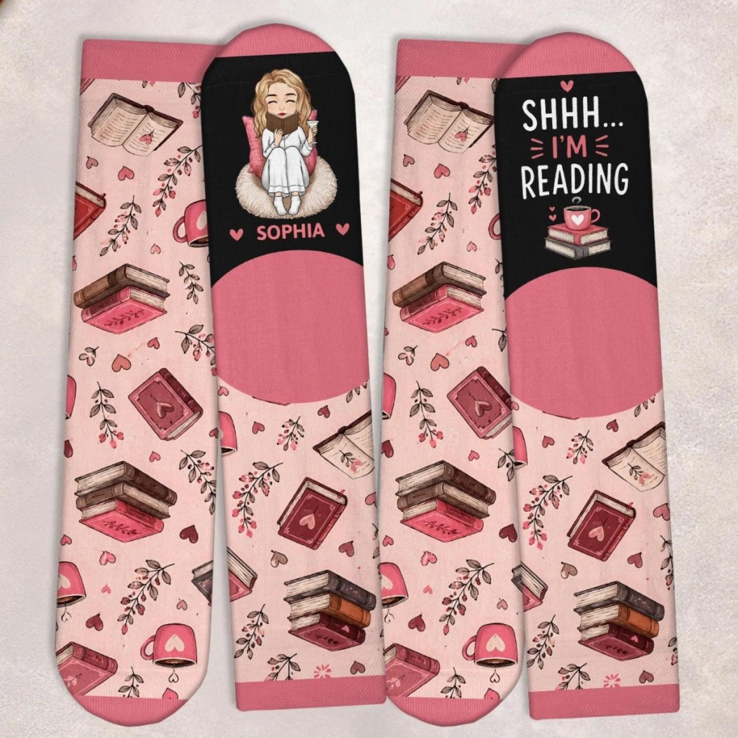 Custom Crew Socks - Personalized Bookish Gifts For Book Lovers, Bookworms, Readers - Pages Before Plans - MyFaceSocksAU