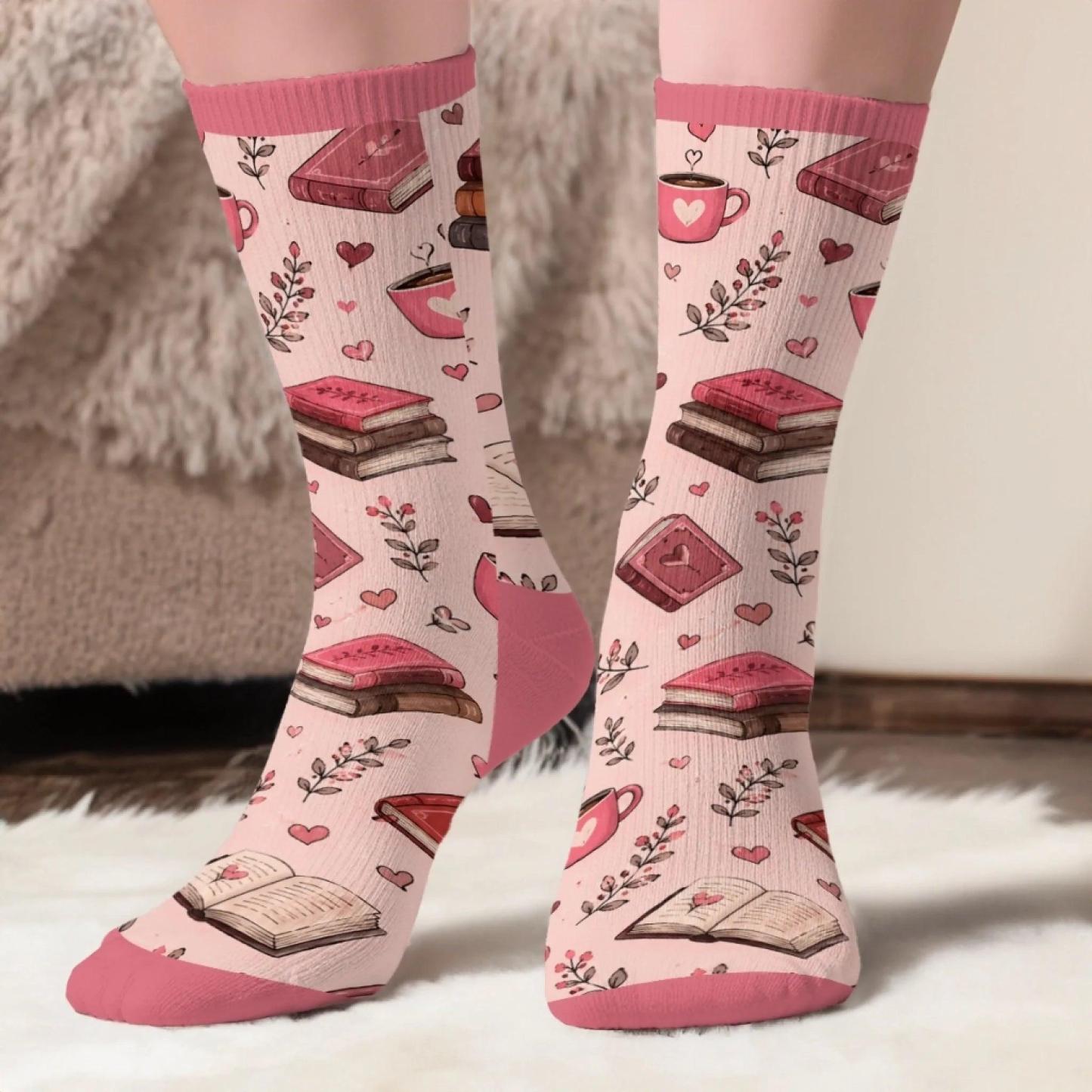 Custom Crew Socks - Personalized Bookish Gifts For Book Lovers, Bookworms, Readers - Pages Before Plans - MyFaceSocksAU