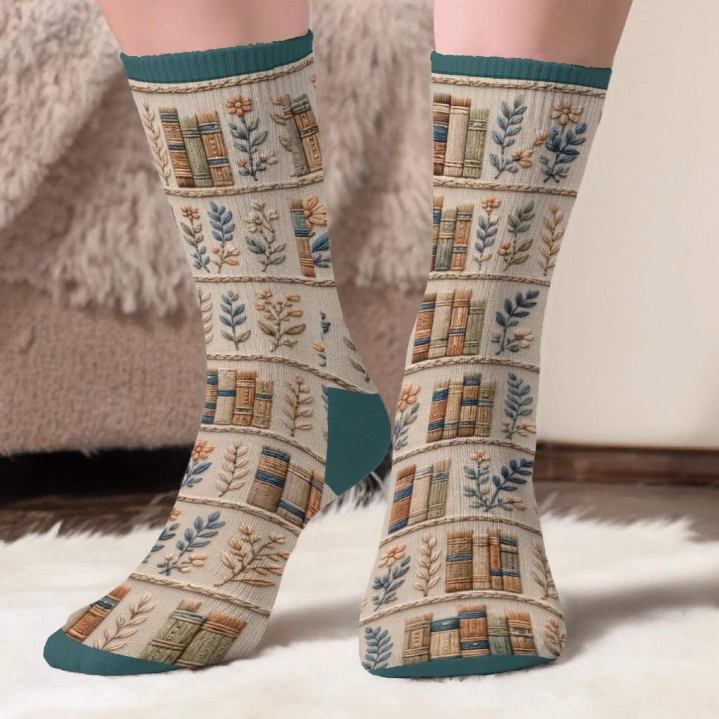 Custom Shh I'm Reading Crew Socks - Personalized Bookish Gifts For Book Lovers, Bookworms, Readers - Turn The Page In Total Peace - MyFaceSocksAU