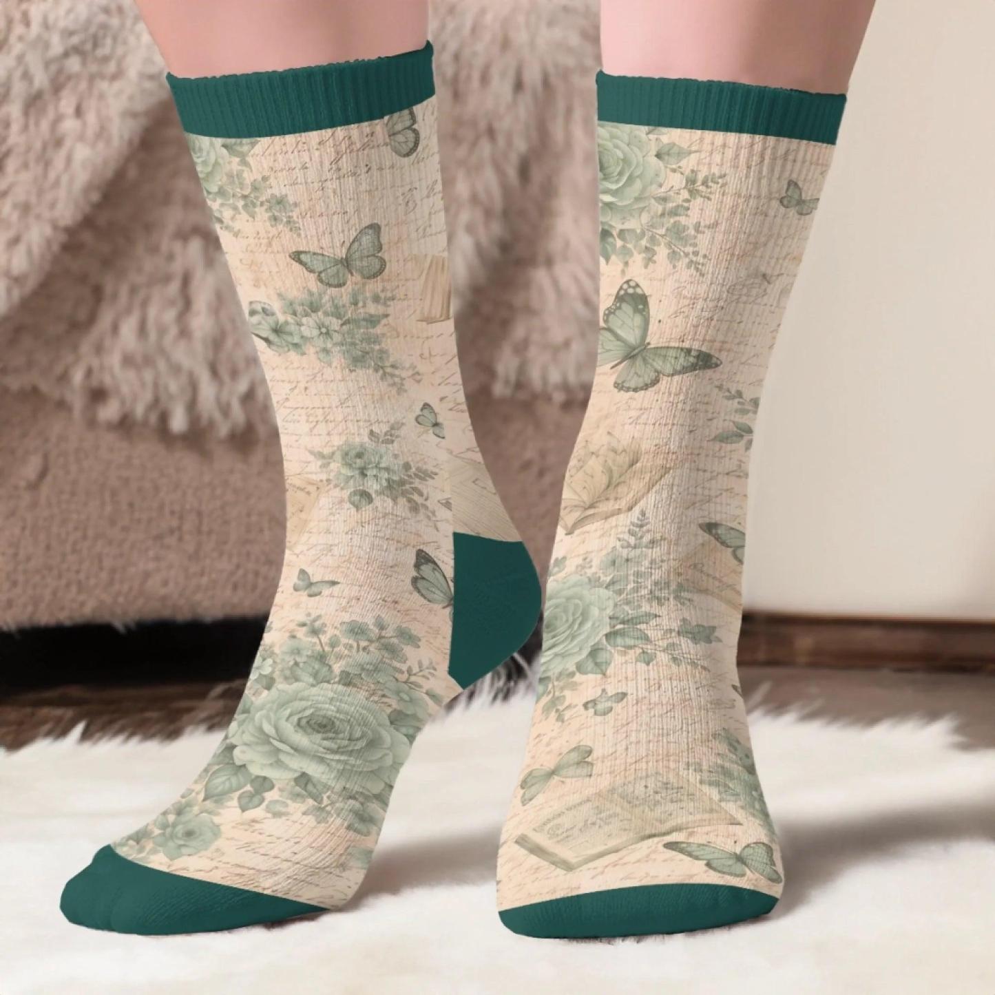 Custom Shh I'm Reading Crew Socks - Personalized Bookish Gifts For Book Lovers, Bookworms, Readers - Curated By Words - MyFaceSocksAU