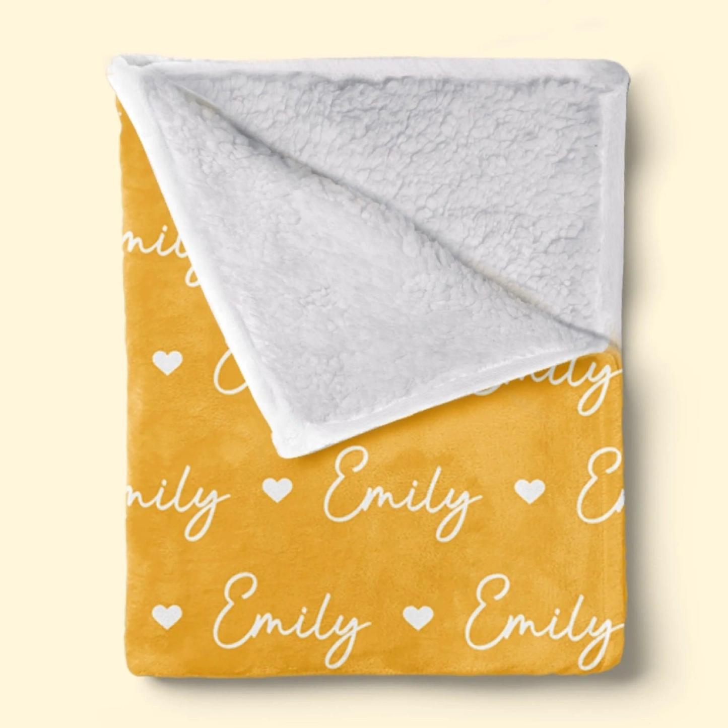 Personalized Fleece Blanket for Kids - Birthday Gift with Name & Hearts, Cozy Sherpa Throw for Girls and Boys - MyFaceSocksAU