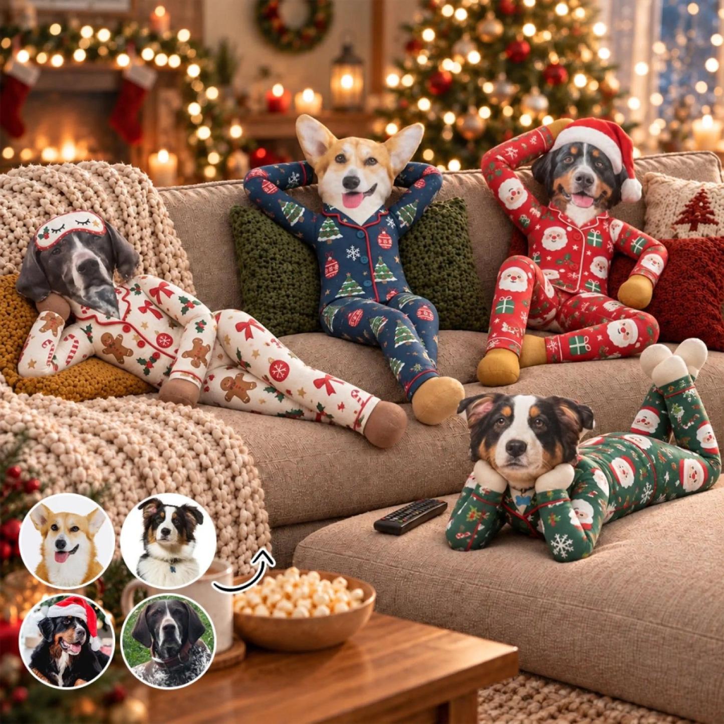 Custom Funny Pet Photo Christmas Plush Doll Gifts For Pet Lovers • My Merry Pup - Personalized Poseable Plush Doll - MyFaceSocksAU