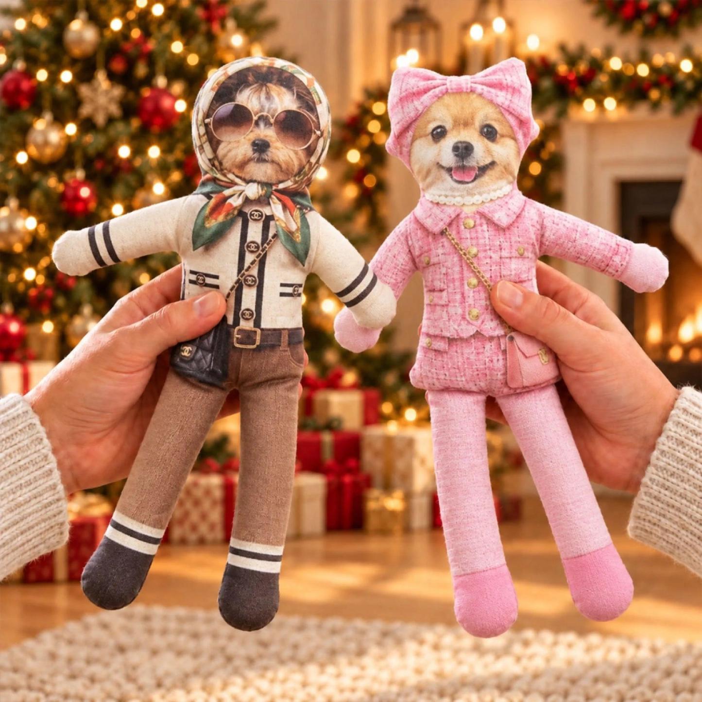 Custom Funny Pet Photo Christmas Plush Doll Gifts For Pet Lovers • My Merry Pup - Personalized Poseable Plush Doll - MyFaceSocksAU