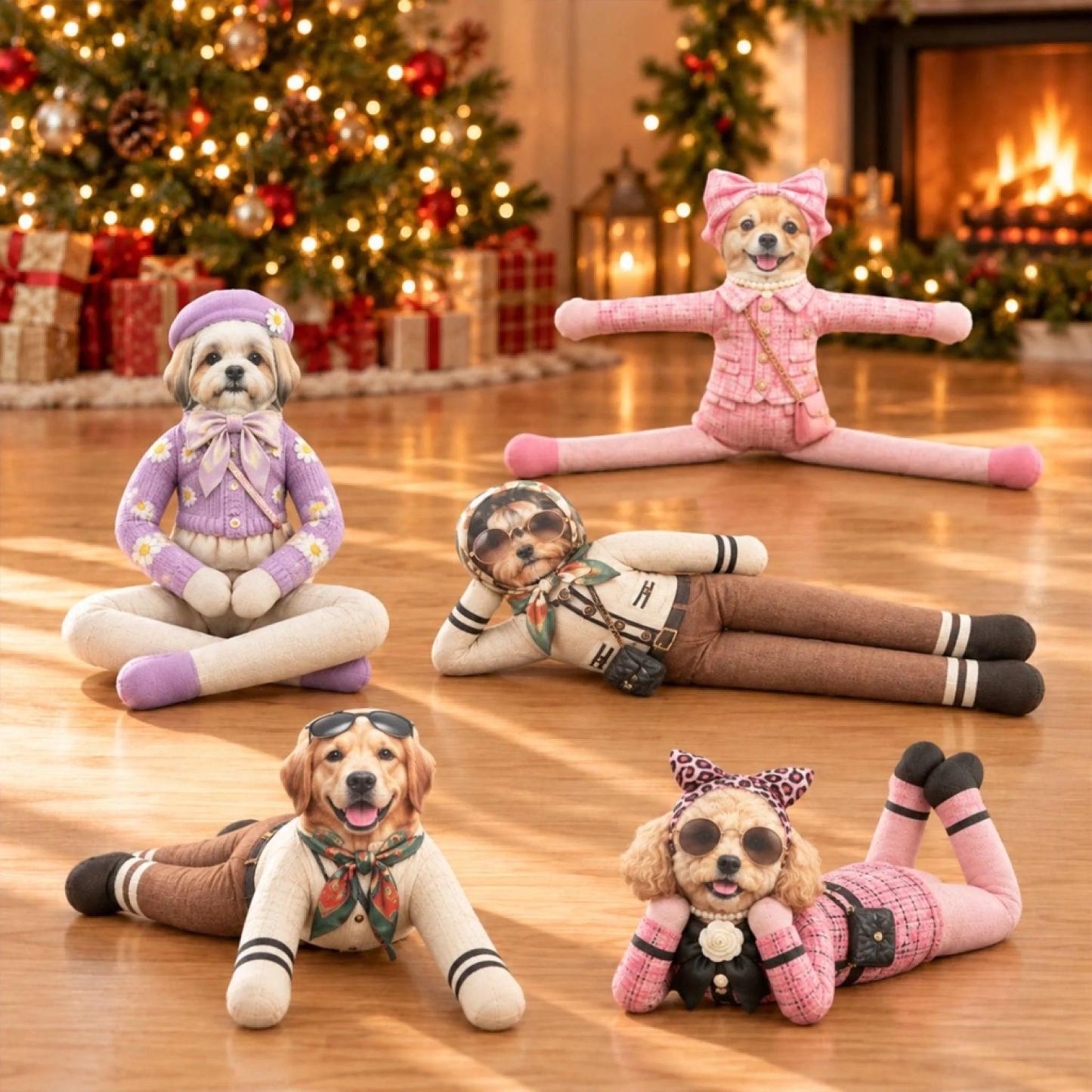 Custom Funny Pet Photo Christmas Plush Doll Gifts For Pet Lovers • My Merry Pup - Personalized Poseable Plush Doll - MyFaceSocksAU