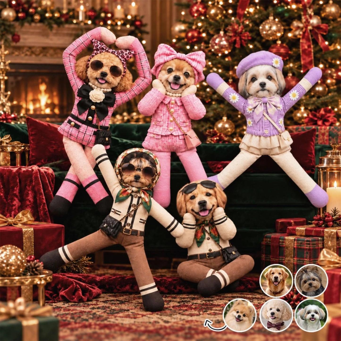 Custom Funny Pet Photo Christmas Plush Doll Gifts For Pet Lovers • My Merry Pup - Personalized Poseable Plush Doll - MyFaceSocksAU