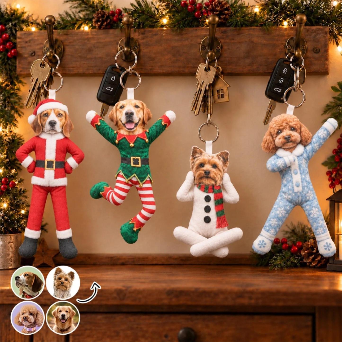 Custom Funny Pet Photo Christmas Plush Doll Gifts For Pet Lovers • My Merry Pup - Personalized Poseable Plush Doll - MyFaceSocksAU