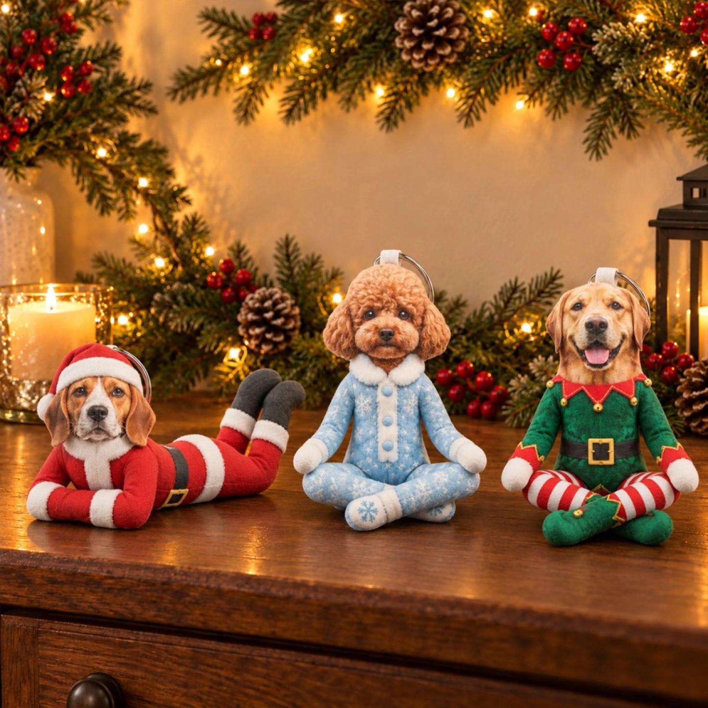 Custom Funny Pet Photo Christmas Plush Doll Gifts For Pet Lovers • My Merry Pup - Personalized Poseable Plush Doll - MyFaceSocksAU