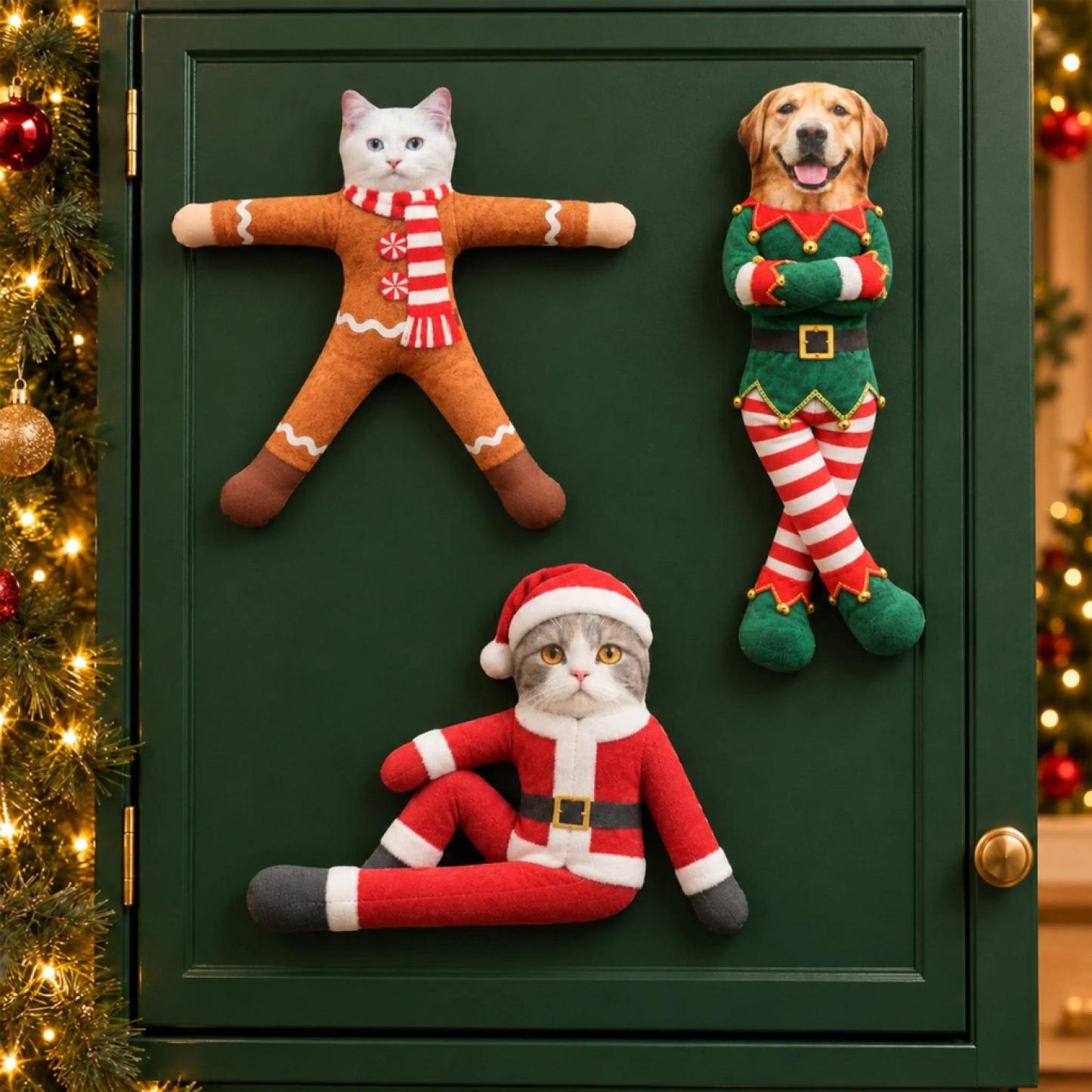 Custom Funny Pet Photo Christmas Plush Doll Gifts For Pet Lovers • My Merry Pup - Personalized Poseable Plush Doll - MyFaceSocksAU