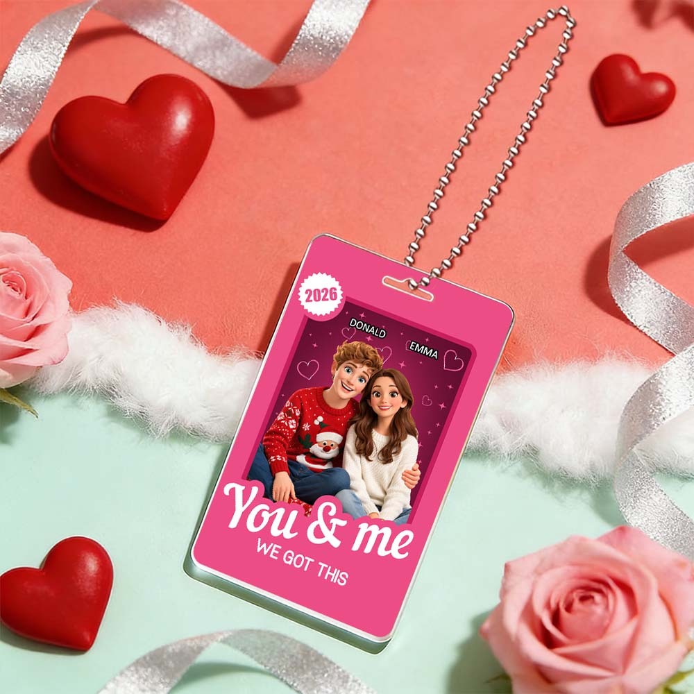 Custom Valentine's Day Gifts Personalized Acrylic Car Hanger Gift Packaging Style Art Gift for Lover 2D Printed Flat Design - MyFaceSocksAU