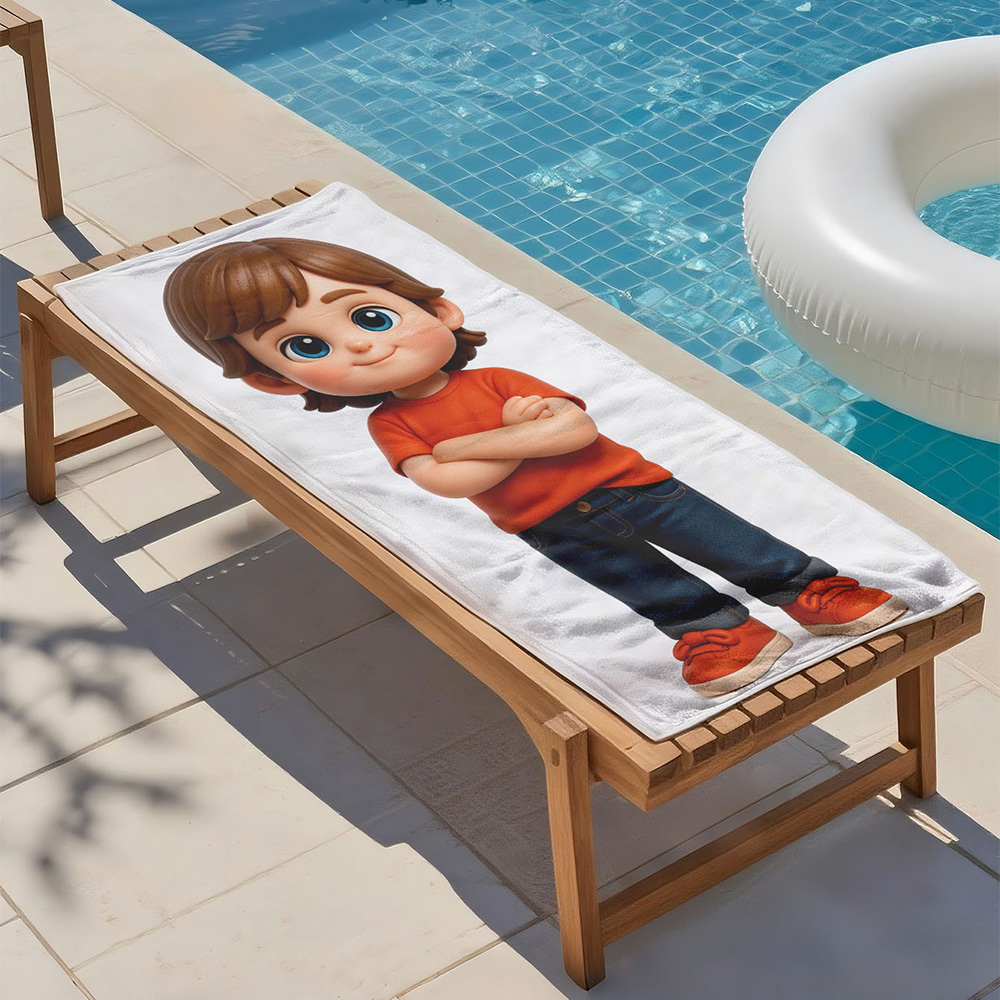 Personalized Cartoon Photo Beach Towel Perfect for Family Outings Gift Idea - MyFaceSocksAU