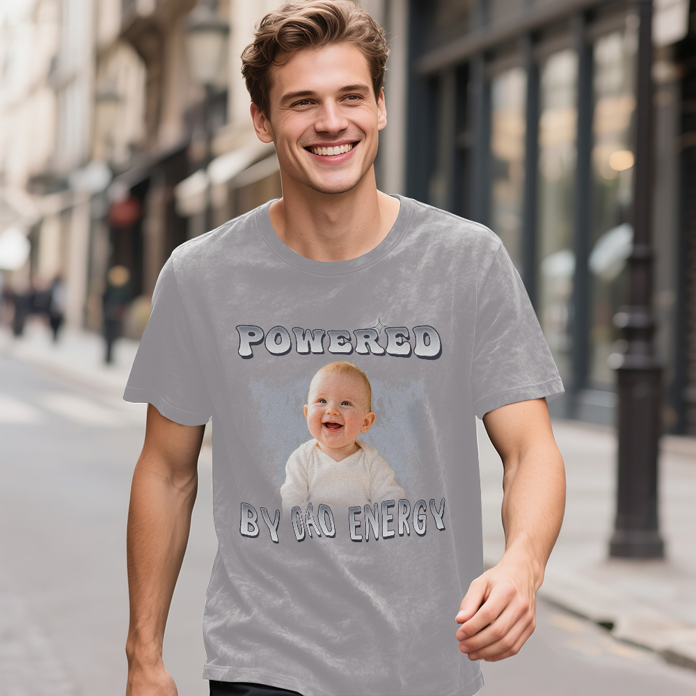 Personalized Photo Vintage T-Shirt Funny Fathers Day Gift for Dad, Retro Washed 90s Graphic Tee Kids Cute Custom Shirt - MyFaceSocksAU