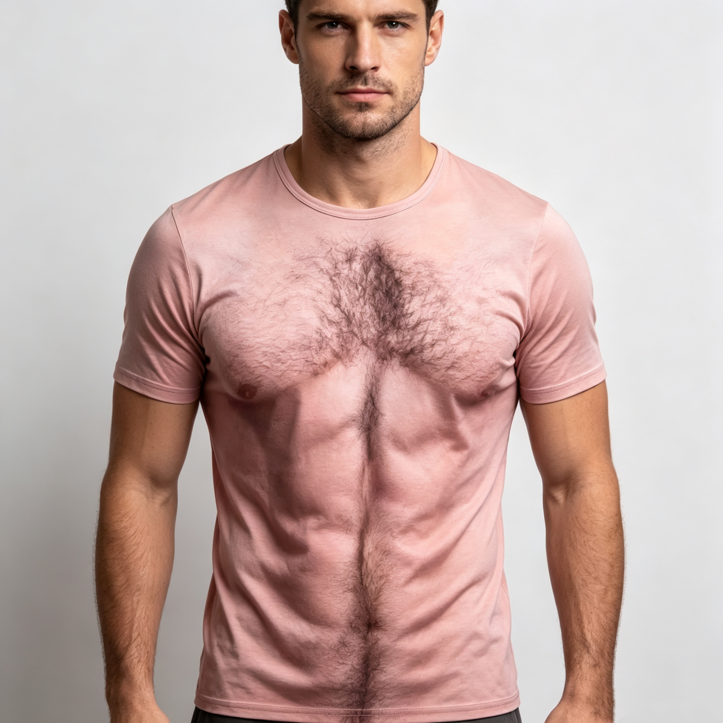 3D Hairy Body Tattoo Graphic T-Shirt, Funny Hairy Body Shirt, Muscular Chest Illusion Shirt, Summer Vacation Travel Gifts for Husband - MyFaceSocksAU