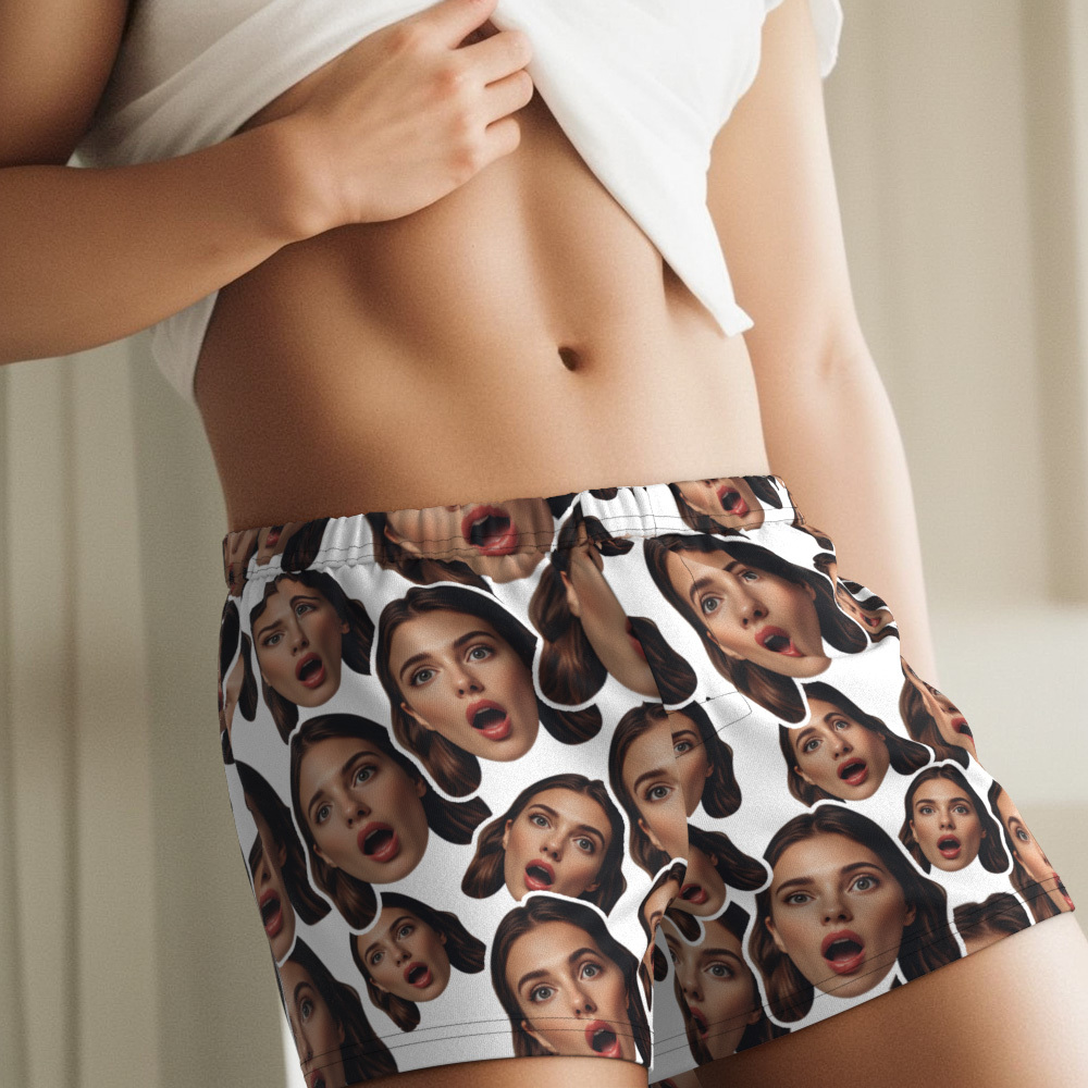 Custom Face Mash Multicolor Boxer Shorts Personalized Waistband Casual Underwear Valentine for Him - MyFaceSocksAU