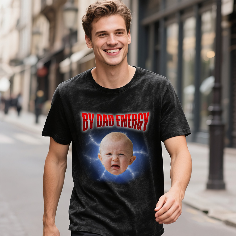 Personalized Photo Vintage T-Shirt Funny Fathers Day Gift for Dad, Retro Washed 90s Graphic Tee Kids Cute Custom Shirt - MyFaceSocksAU