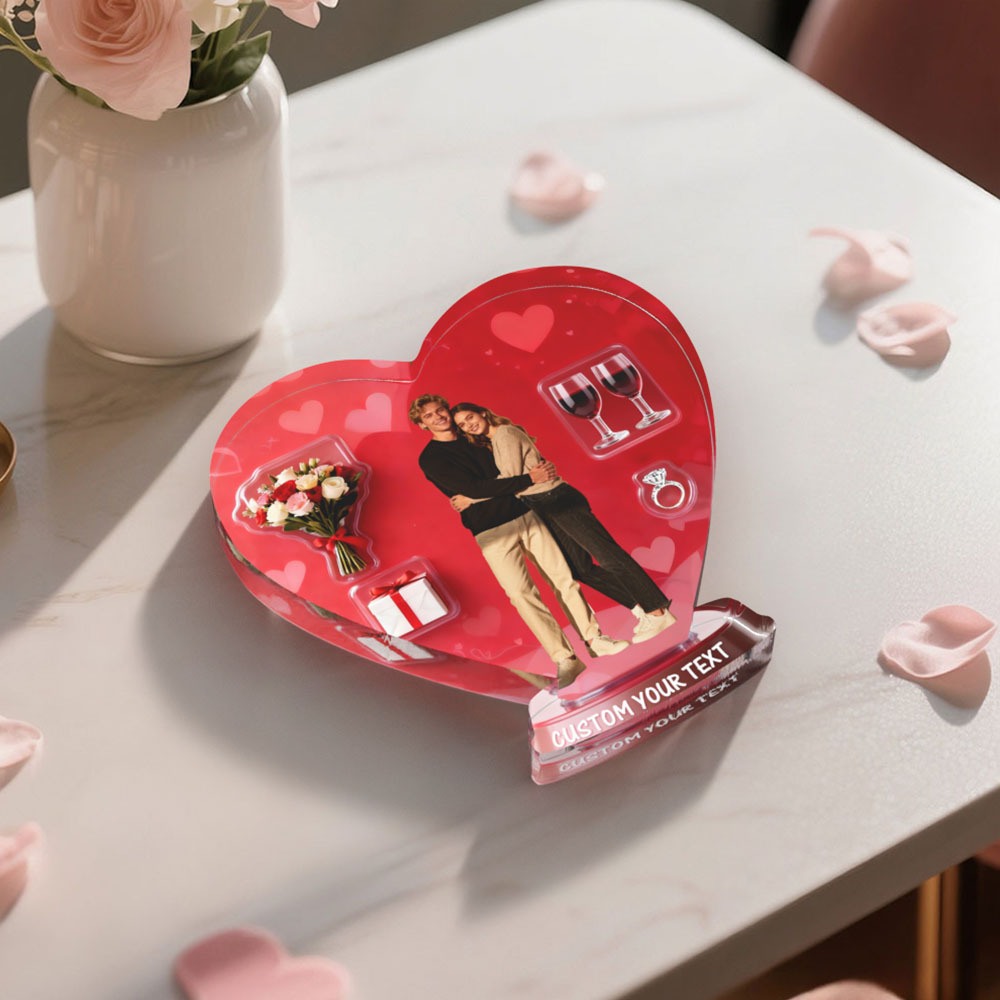 Custom Couple Photo Heart-shaped Ornament Personalized Photo and Text Ornament Anniversary Gift - MyFaceSocksAU