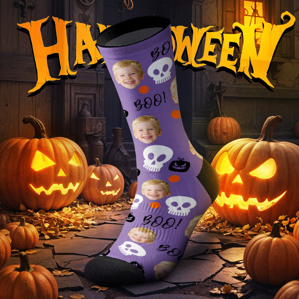 Personalized Halloween Socks with Your Photo Spooky Gift Idea