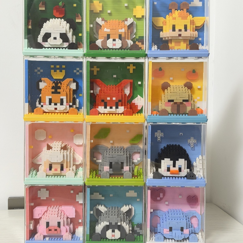 Children's Zoo Small Particle Building Blocks Toy Ornaments Model Gift Animal Building Blocks Blind Box Christmas Gifts for Family and Children - MyFaceSocksAU