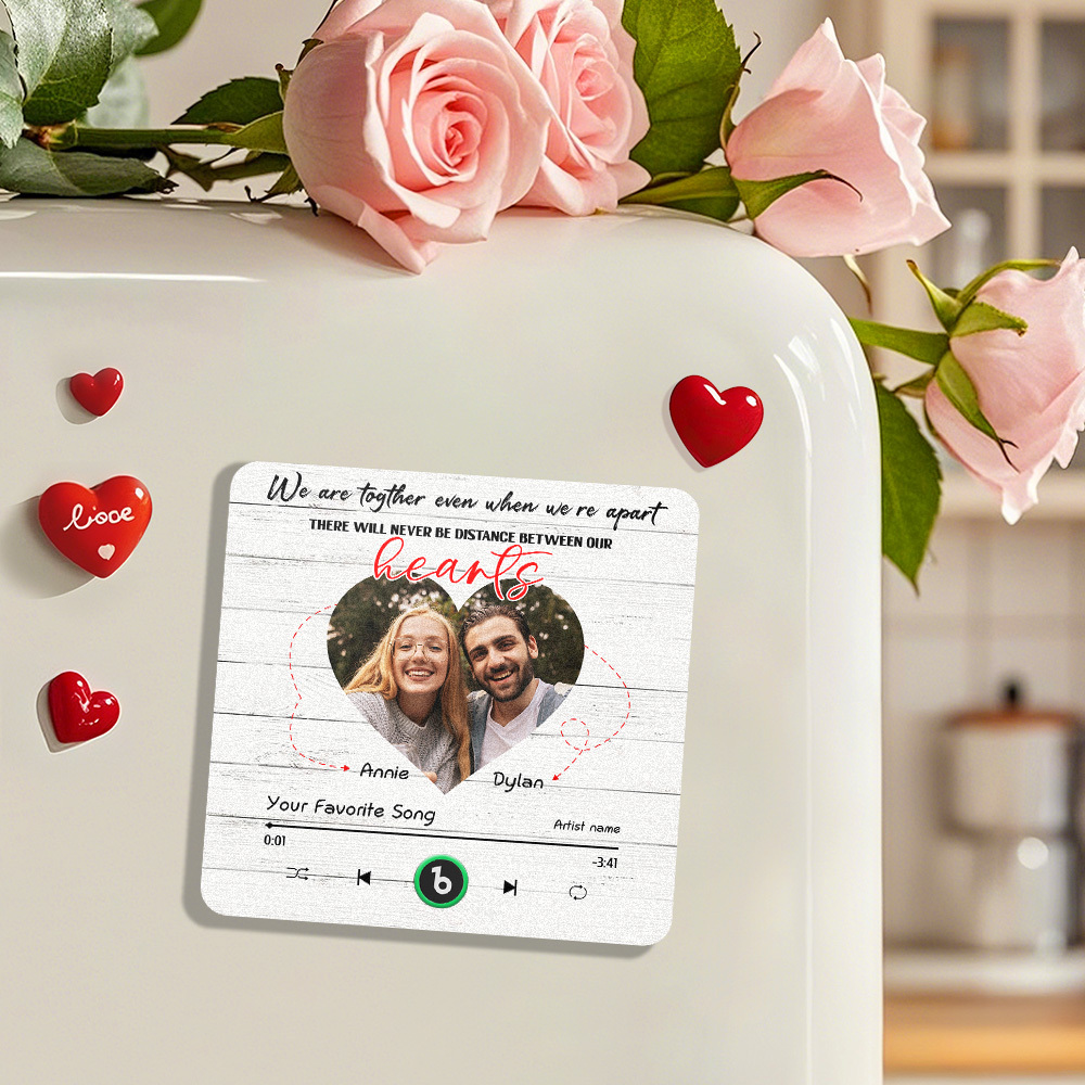 Custom We Are Together Even When We're Apart Fridge Magnet Music Can Be Played Without Cell Phone Music Personalized Name and Photo Bluetooth Fridge Magnet - MyFaceSocksAU