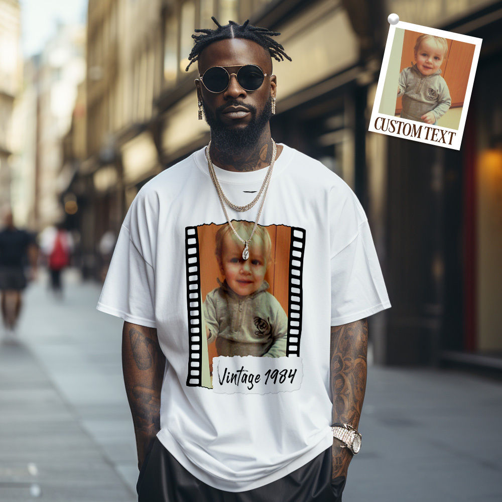 Custom Photo Vintage T-Shirt Film Style Tshirt Personalized Photo Tshirt Vintage Gift Idea - MyFaceSocksAU