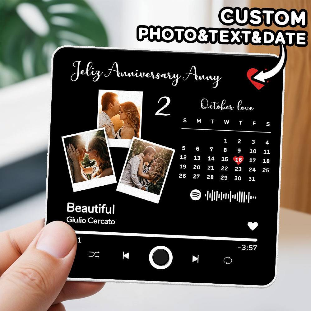 Custom Photo Album Music Fridge Magnet Heart Photo Custom Phone Music Fridge Magnet Pro-MyFaceSocksAu