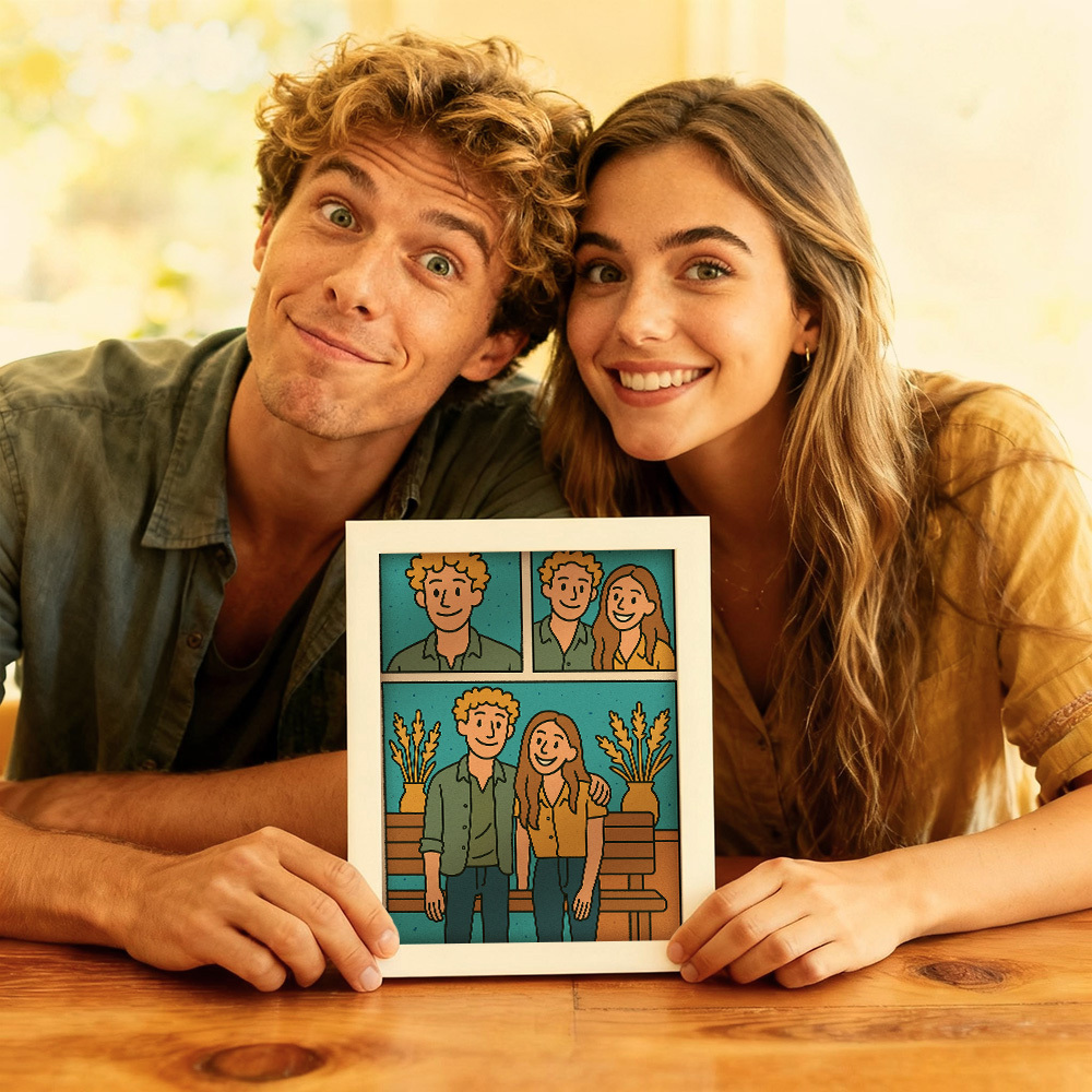 Custom Cartoon Portrait Wall Art Personalized Comic Style Home Decor Gift for Birthday Christmas or Anniversary - MyFaceSocksAU
