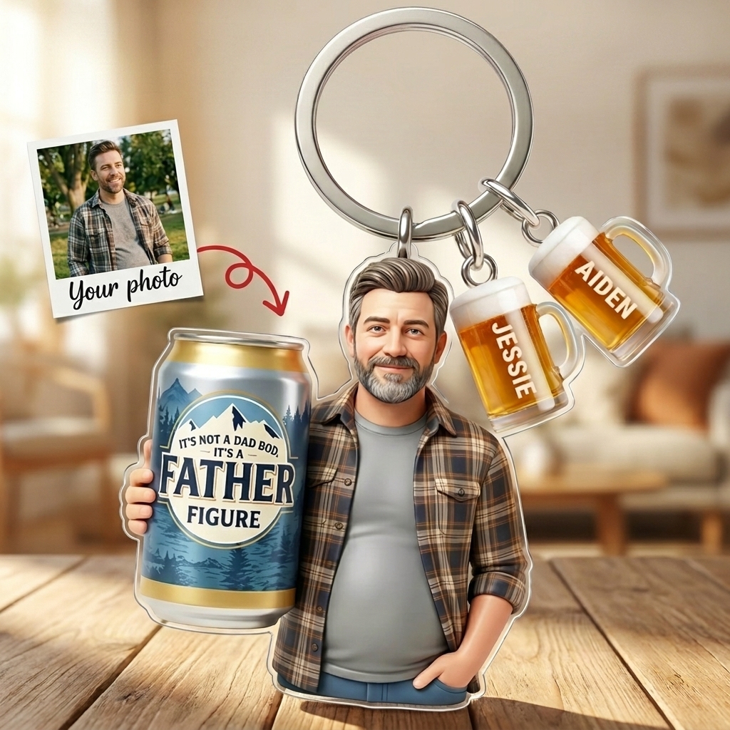 Dad Beer 2D Acrylic Tag Keychain - Custom Photo Gifts For Dads - MyFaceSocksAU