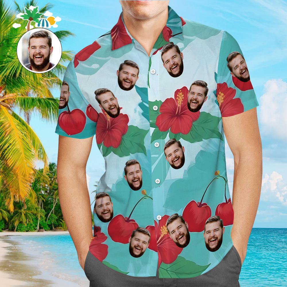 Custom Original Hawaiian Aloha Shirts Face Hawaiian Shirts Coconut Tree Shirts Summer Day Group Gift - MyFaceSocksAU