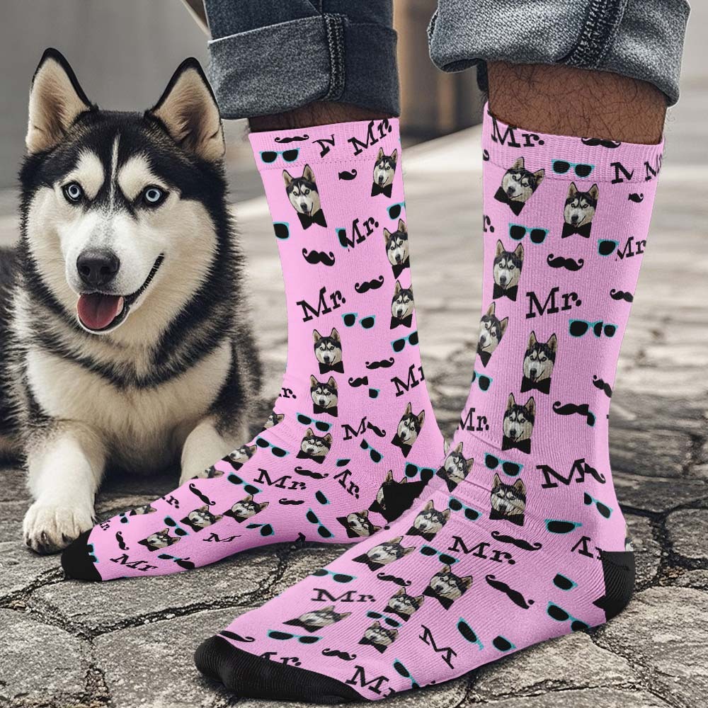 Custom Full Face Socks Mr Cute Black Socks Personalized Photo Custom Design Best Gift Idea - MyFaceSocksAU