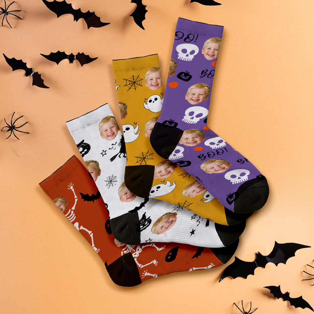 Custom Face Socks Personalized Halloween Photo Socks Happy Halloween - MyFaceSocksAU