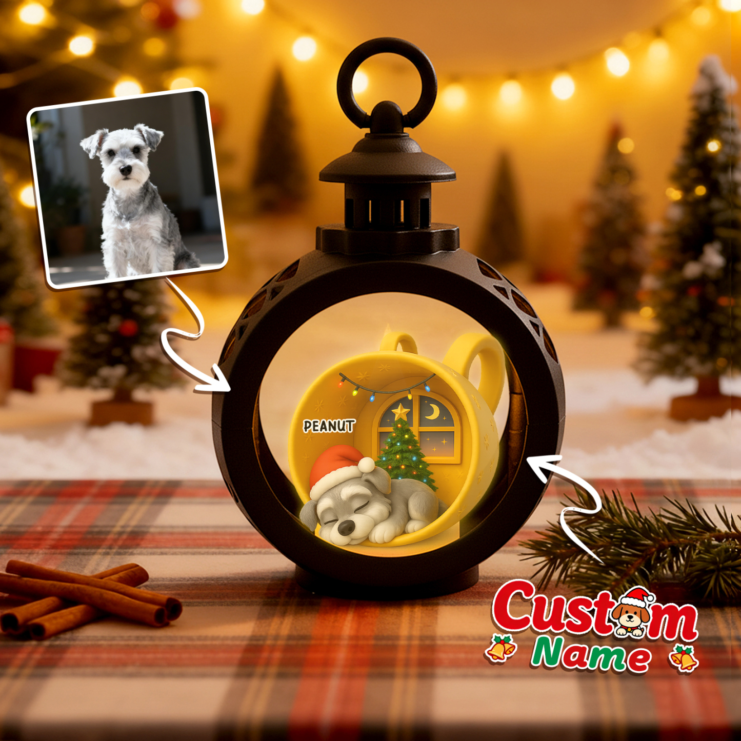 Custom 2025 Christmas Lantern Beside You Anime Photos Personalized Christmas Gifts for Pet Lovers - MyFaceSocksAU