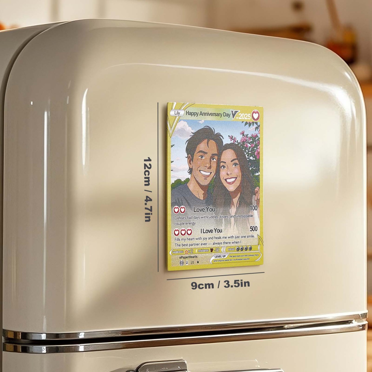 Custom Couple Poke Card Fridge Magnet Romantic Cartoon Keepsake with Names Photo Anniversary or Valentines Gift - MyFaceSocksAU