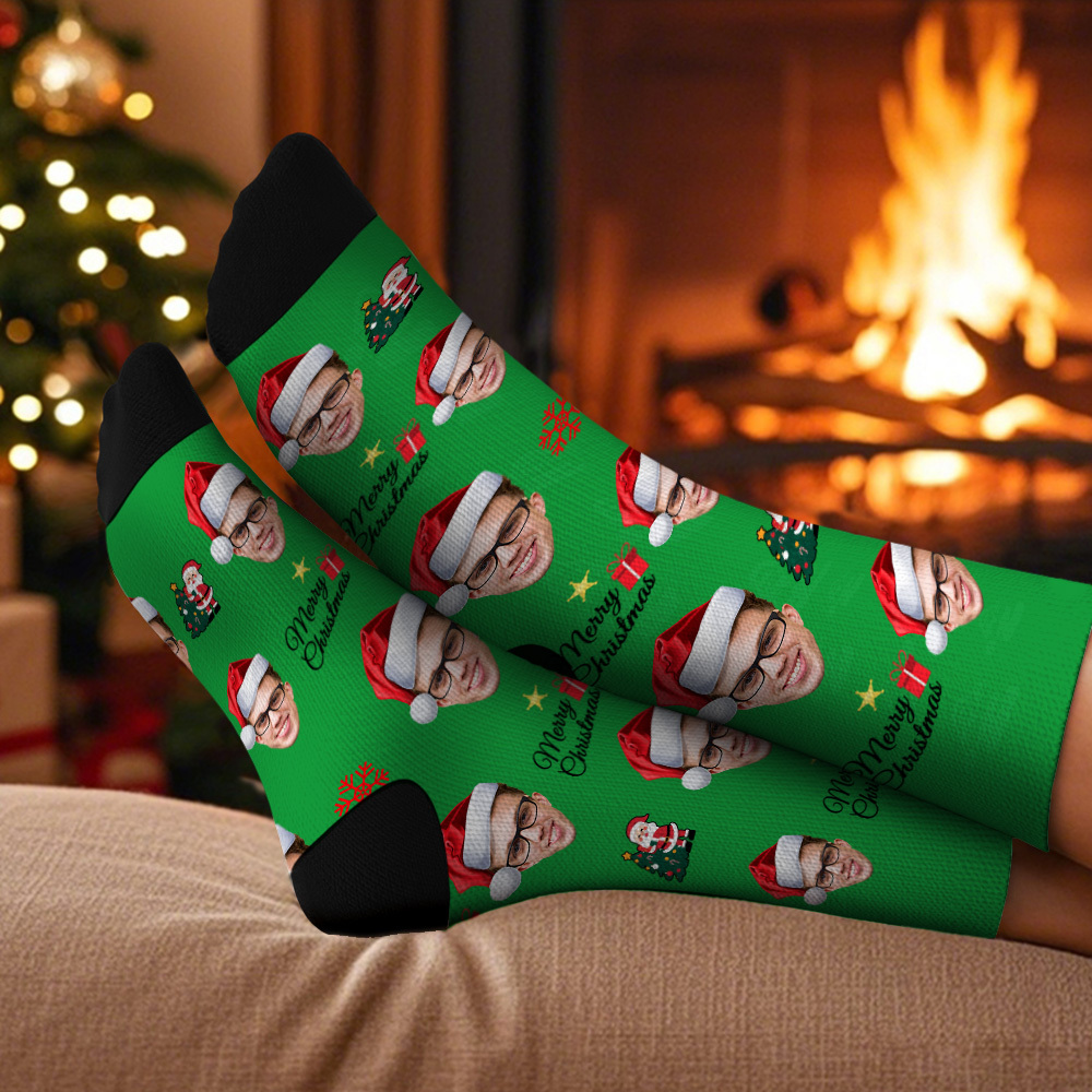 Chrismas Socks,Custom Full Face Photo Printed Socks Personalized Custom Designs Best Gift Idea for Xmas