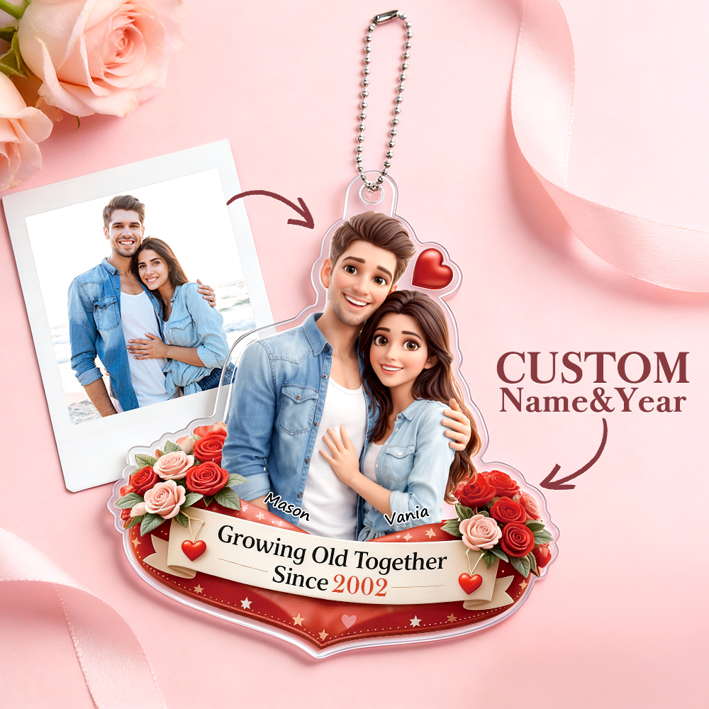 Personalized Acrylic Car Hanger Valentine Gifts for Cute Moment Custom Photo Gift for Boyfriend & Girlfriend Family Lovers - MyFaceSocksAU