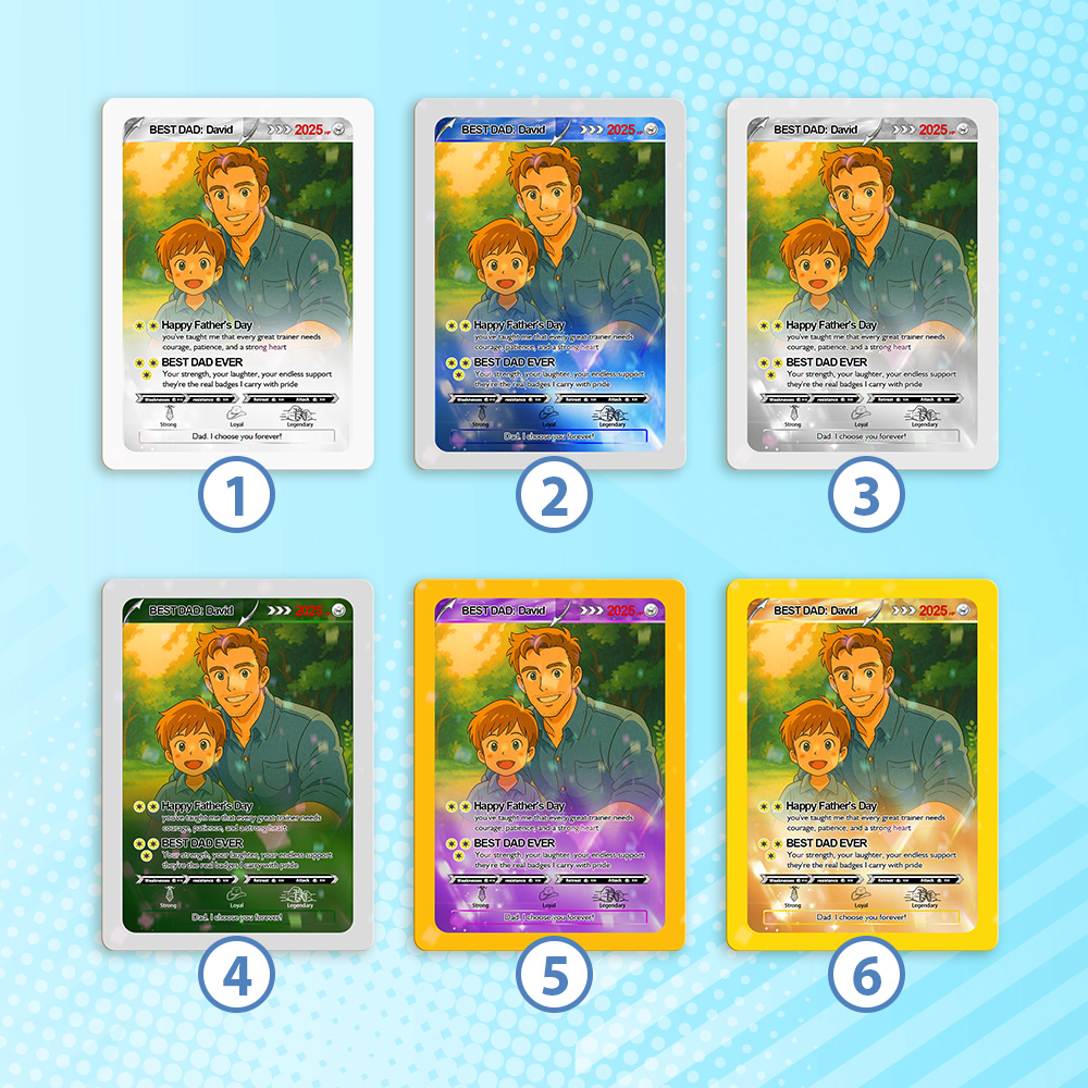 Personalized Cute Clay Style Father Card Retro Cartoon-Inspired Mini Gift for Him Photo Text Poke Card - MyFaceSocksAU